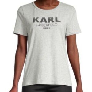 Karl Lagerfeld Women's Jewel Embellished White Tee
